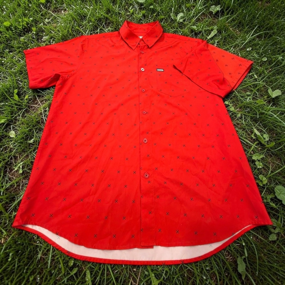 Dixxon Flannel Co The Finney Shirt Mens XL Red Short Sleeve Wrench Print Button